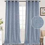 Natural Linen Curtains 108 Inches Extra Long Grommet Top Semi Sheer Curtain Drapes Elegant Casual Linen Textured Window Draperies, Light Filtering Privacy Added Home Fashion 2 Panels, Stone Blue