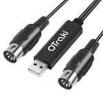 OTraki USB MIDI Cable 6Ft In-Out MIDI to USB Cable with LED Indicator 5 PIN DINs for Music Keyboard Piano to PC Laptop USB MIDI Interface Converter for Home Music Studio (6Ft/2M)