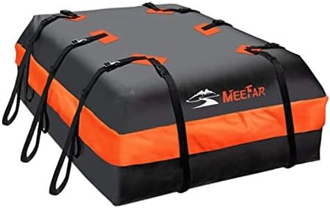 MeeFar Car Roof Bag XBEEK Rooftop top Cargo Carrier Bag 20 Cubic feet Waterproof for All Cars with/Without Rack, Includes Anti-Slip Mat, 10 Reinforced Straps, 6 Door Hooks, Luggage Lock