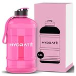 HYDRATE XL Jug 1.3 Litre Water Bottle with Flip Cap Leak-Proof Seal and Nylon Carrying Strap - Stay Hydrated On-The-Go Ultimate Hydration Solution - BPA Free Reusable Gym Essential - Pink