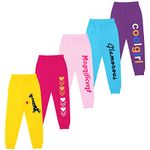 Kuchipoo Girls Regular Fit Track Pants - Pack of 5 (KUC-LOW-122, Multi-Colored, 11-12 Years)