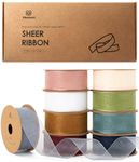 Vitalizart 1" x 90Yd Organza Ribbon Mixed Color Sheer Ribbons Set 10 Yd x 9 Rolls Handmade Eco-Friendly for Gift Wrapping Christmas Tree Crafts Bows Wedding Invitations Wreaths Wrap