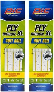 PIC Fly Ribbon XL - Large Fly Traps for Outdoors and Barns, 40FT Roll, Pack of 2