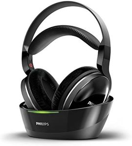 Casque Philips circum-aural sans fil pour téléviseur SHD8850/12 casque HiFi sans fil (excellent son haute résolution, portée utile 30 m, base de recharge, coussinets en velours) noir