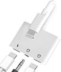 iPhone AUX Adapter Lightning to 3.5mm Headphone Dongle(3in1)Apple MFI Certified Audio Charger Jack Cable Splitter for 11 12 13 14 Pro Max 6 7 8Plus X XR Ipad Music Adaptador Para earbud Cord Converter