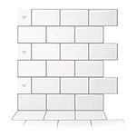 Art3d 10-Sheet Peel and Stick Backsplash, 12 in. x 12 in. Subway 3D Wall Panels, Mono White with Gray Grout