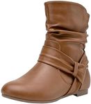 Vepose Women's 939A Flat Fashion Slouch Boots Ankle Booties,Brown,Size 6.5M US-with Zipper(CJY939A brownpu 06.5)