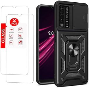 For T-Mobile REVVL V Plus 5G Case with [2 Pack] Tempered Glass Screen Protector, TCL T-Mobile Revvl V+ 5G [Military-Grade] Protective ，Lens Protects Magnetic Kickstand Car Mount Phone Case