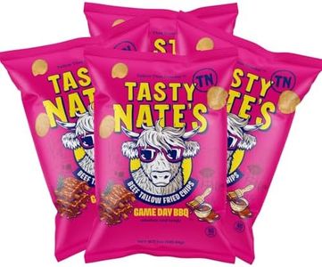 Tasty Nate’s Beef Tallow Potato Chips - Game Day BBQ Flavor Kettle Chips Fried in 100% Beef Tallow Seed Oil Free - Gluten Free Healthy Snacks Paleo Friendly 7oz Bag - Pack of 4