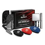 Roman-T 8-in-1 360 Wave Brush Kit - Grooming Kit for 360 Waves - 3 Wave Brushes, Soft, Medium & Hard - 2 Silky Satin Durag - Black & Black Paisley, Hand Mirror, Comb, Hair Brush Cleaner - Gift Set