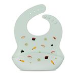 Loulou LOLLIPOP Silicone Baby Bib with Adjustable Fit & Catch-All Pouch - Sushi