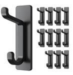 pickpiff Self Adhesive Hooks, Sticky Hooks Extra Sturdy, Hanging up to 6KG, Metal Stainless Heavy Duty Stick on Wall Door, for Towel Coat Hat Purse in Bathroom Shower Kitchen, Black, 12 Pack