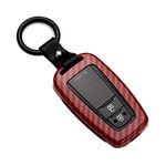 Happyit ABS Carbon Fiber Shell Car Key Cover Cases for Toyota CHR C-HR Prado Prius Camry Corolla RAV4 2 3 4 Buttons Keyless Keychain (Red)