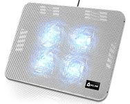 KLIM Serenity + Laptop Cooling Pad for Laptop + 11 to 15.6 inches + Perfect for Small and Medium Laptops + Stable and Sturdy Metal Grid + Silent Laptop Cooling Stand + White