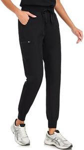 VECARDI Scrub Pants for Women Four Way Stretch Joggers High Rise Zipper Cargo Pants with 5 Pockets Black