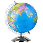 Zest 4 Toyz Educational Globe - 12 Inch Height Metal Base World Globe STEM STEAM Educational Globe for Kids Political World Globe - Ball Diameter 8Inch, Height 12 Inches (Pack of 1)