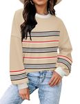 Zeagoo Preppy Clothes Teen Girls Striped Sweatshirts Trendy Outfits Hoodies Womens Oversized Sweaters 2024 Crew Neck Y2K Pullover Tops Large