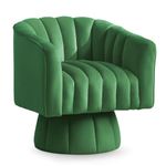 YSICK Swivel Accent Chair,360°Swivel Barrel Chair, Modern Swivel Chair with Velvet Fabric, Mid-Century Swivel Chair with Wide Upholstered, Round Swivel Armchair for Living Room, Lounge, Bedroom,Green