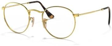 Ray-Ban RX3447V Round Metal Eyeglass Frames, Gold/Demo Lens, 50 mm