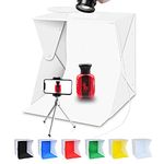 Professional Light Box Photography Portable Photo Studio Box Shooting Tent Booth Tabletop Folding Kit with 2 LED Strip Lights + 6 Color Backgrounds for Small Size Products