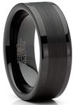 Metal Masters Co. Mens Tungsten Ring Black Wedding Band Brushed Comfort-fit 8MM 15