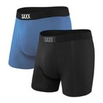 Saxx Men's Underwear - Ultra Super Soft Boxer Briefs with Fly and Built-in Pouch Support - Underwear for Men,Pack of 2, Racer Blue/Black, Large