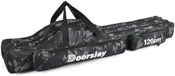 Doorslay Fishing Rod Case Three Layers Fishing Rod Bag Oxford Portable Folding Fishing Pole Bag Outdoor Waterproof Tackle Storage Travel Bags Carry Organizer for Fishing Camping Hiking