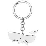 LONYOO Elegant Ocean Whale Keychain Stainless Steel Whale Keyring Gifts for Women Girls Car Key Charms (Silver Plated Sperm Whale)