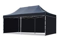 Invezo 10 x 20 ft / 3 x 6 mtr Gazebo Canopy Tent (Super Heavy Duty - 60 kgs, Black) with 3 Side Covers, 2 mins Installation