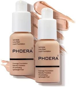 Phoera Foundation, Full Coverage Foundation, Concealer Liquid Foundation, Full Coverage Flawless Cream, Smooth, Long-Lasting, 30 ml, 24HR Matte Oil Control Concealer Make-Up (Pack of 2, 103)