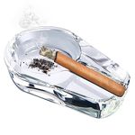 Crystal Glass Ashtray,Clear Crystal Ashtray Holder for Cigarettes Cigar,Durable Household Ash Tray for Indoor/Outdoor,Tabletop Decor Accessories for Home/Office/Hotel/Restaurants,Gift for Smoker