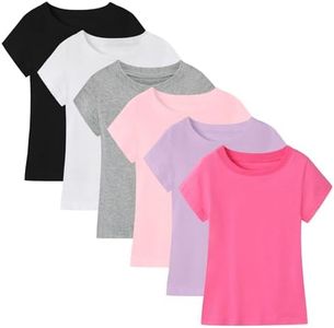 6 Pack Cotton Girls T Shirts Kids Short Sleeve Tops Summer Tee Shirts Clothes for Toddlers