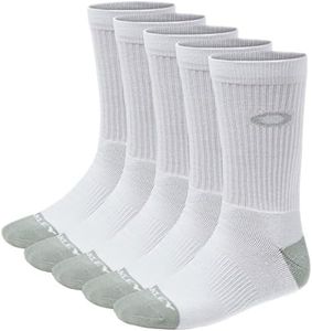 Oakley Men's Performance Basic Crew Sock 5 Pack, White, Medium