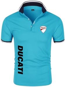 Polo para Hombre Camiseta para Ducati Estampado Moto Camisetas Polos con Solapa Ciclismo Manga Corta Golf Tenis Tops Camiseta - Regalo para Adolescentes-Sky Blue||XXL