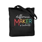 CARAKNOTS Teacher Appreciation Gifts for Women Black Teacher Bag Teacher Gifts from Students Canvas Tote Bag for Teachers Christmas End of Year Graduation Gifts for Teachers Totes and Bags