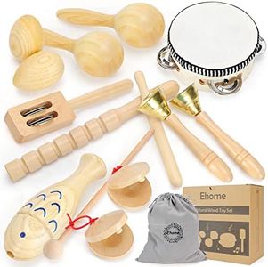 Ehome Musical Instruments for Toddlers 1-3, Wooden Percussion Instruments, Montessori Musical Toys for Kids, Baby Musical Instruments for Boys Girls Birthday Gifts with Storage Bag