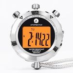 Rolilink Digital Stopwatch Timer Metal Stop Watch with Backlight, 2 Lap Stopwatch Timer for Sports Competition