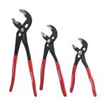 HOUSERAN 3 Piece Water Pump Pliers Set, Slip Joint Pliers, 12/10/7 Inch, Groove Joint Pliers, Wrench Pliers with Red Grips, CRV Tongue and Groove Pliers for Gripping, Nuts, Bolts, Pipe & Fittings