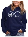 Tstars Infinity Love Horse Hoodie Women Teen Girls Equestrian Horseback Riding Sweatshirt Hoodies Large Blue