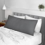 Pizuna Cotton Dark Grey Body Pillow Cover 1 Piece Only, 400 Thread Count 100% Long Staple Cotton Body Pillow Case 52x140 cm, Sateen Body Pillowcase (Cotton Pillow Cases for Body Pillows)