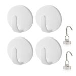 Temiminime 4Pack Refrigerator Magnetic Hooks for Kitchen Classroom, Magnetic Hooks Heavy Duty with Mini Super Strong Metal Hooks for Light-Weight Pot Holders Oven Mitts Grill Kitchen