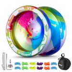 MAGICYOYO Responsive Yoyo for Kids, Professional Yoyo for Advanced Players, Dual Purpose Yoyo V3 Rainbow Yoyo, Tricks Yoyo with Unresponsive Yoyo Bearing, 12 Yoyo Strings, Yo Yo Bag, Yoyo Bearing Pack