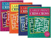WF Graham Large Print Criss Cross Puzzle Books for Adults and Teens - Pack of 4 Crossword Activity Book Set with over 200 Puzzles Each