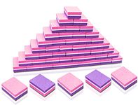 Mini Nail Buffers – 50PCS 100/180 Grit Square Fingernail Buffers Set, Buffer Blocks Sanding Block, Salon Quality Buffers of Nails Manicure Tool Shine Kit for Buffering Natural Nail and Toe Nail (Purple-Pink)