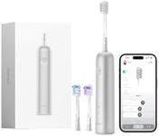 Laifen Wave Electric Toothbrush, Oscillation & Vibration Sonic Electric Toothbrush for Adults with 3 Brush Heads, IPX7 Magnetic Rechargeable Travel Powered Toothbrush (Silver Aluminum Alloy)