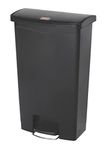 Rubbermaid Commercial Slim Jim Front Step-On Trash Can, Plastic, 18 Gallon, Black