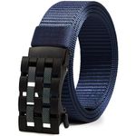 Men's Ratchet Web Belts,Outdoors Hiking Tactical Belt for Men,Nylon No Holes Golf Belts with Automatic Buckle (B-Blue, 32" to 38" Waist Adjustable)