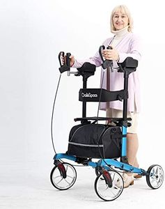 OasisSpace Heavy Duty Upright Walker for 450 lb,Bariatric Upright Walker Rollator with Wide Seat,Stand up Rollator Mobility Walking Aid for Elderly, Seniors and Adult Blue