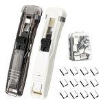 JQUAL 2 Pieces Portable Handheld Paper Clip Dispenser and 300 Pieces Silver Metal Refill Clips Wrapping Fast Paper Clipper for Desk Document Office Home School Teacher