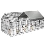 PawGiant Chicken Coop 86"×40" Chicken Run Pen for Yard with Cover Outdoor Metal Portable Chicken Tractor Cage Enclosure Crate Outside for Small Animals Duck Rabbit Hen